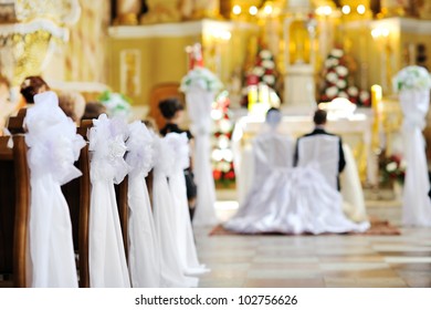 Beautiful Flower Wedding Decoration In A Church