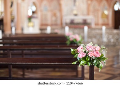 Beautiful Flower Wedding Decoration In A Church