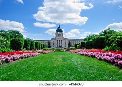 A Beautiful Flowerbed In Front Of Legislature Building, Regina, Saskatchewan