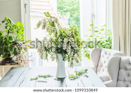 Acacia bouquet on the table in living room