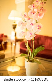 Beautiful Flowers In Luxury Five Star Hotel Wedding Marriage Party Before Guests Arrive.