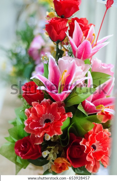 Beautiful Flowers Mixed Red Pink Colors Royalty Free Stock Image