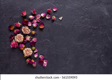 Beautiful Flowers On Grunge Dark Background