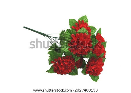 Beautiful flowers of roses, Chrysanthemums, saffron. artificial flowers. for table decoration, holiday. on an ISOLATED WHITE background. THE CONCEPT of Valentine's Day. new year. Christmas. Birthday.