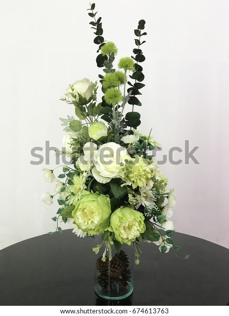 Beautiful Flowers Vase White Flower Green Stock Photo Edit Now