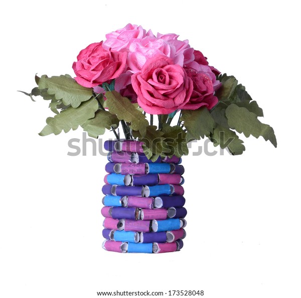 Beautiful Flowers Vases Made Paper Stock Photo Edit Now 173528048