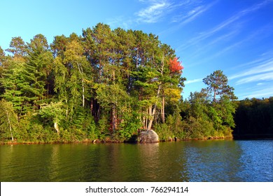 Beautiful foliage along the shoreline of Sweeney Lake in northwoods Wisconsin