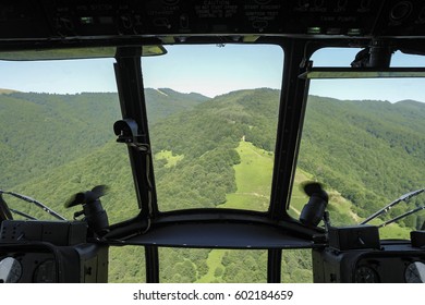 Beautiful Forest Aerial View From Helicopter Pilot POV