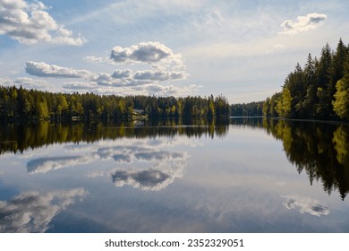 Beautiful forest sky lake reflection - Powered by Shutterstock