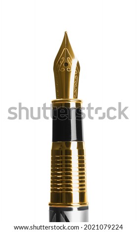 Beautiful fountain pen with ornate nib isolated on white