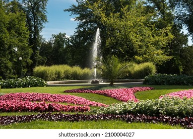 A Beautiful Fountain In The Prague Garden