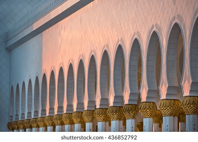 Beautiful gallery of famous Sheikh Zayed White Mosque in Abu Dhabi, UAE - Shutterstock ID 436852792