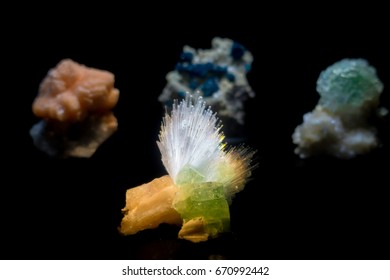 Beautiful gem with minerals at National Museum of Natural Science in Orlando Houston in USA, in a black background