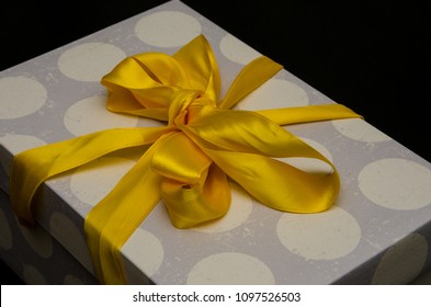 beautiful gift box on a black background, box for an original gift - Shutterstock ID 1097526503