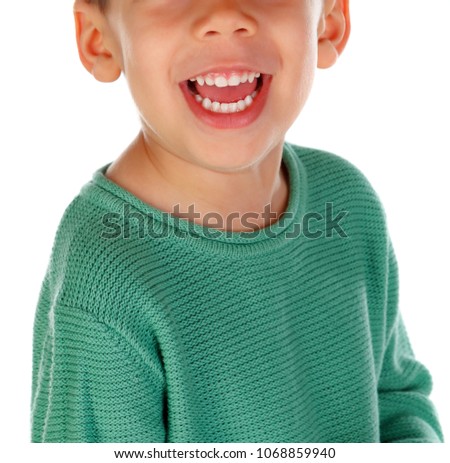 Beautiful gipsy child with green t-shirt isolated on a white background