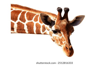 Beautiful giraffe isolated on white background.