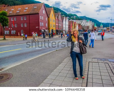 Beautiful girl in Bergen, Norway 