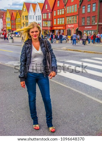 Beautiful girl in Bergen, Norway 