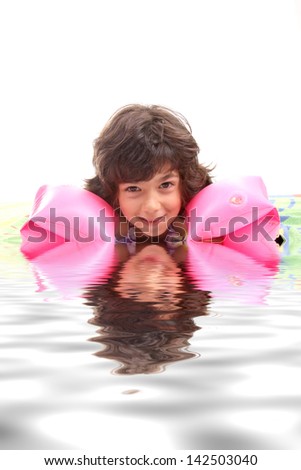 Similar – photo of an adorable boy learning to swim