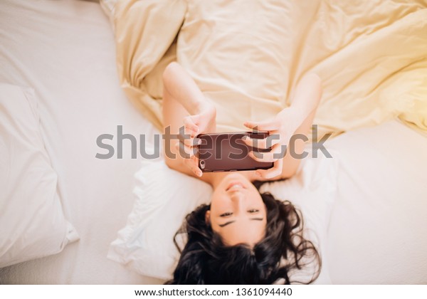 Beautiful Girl Black Wavy Hair Naked Stock Photo Edit Now 1361094440