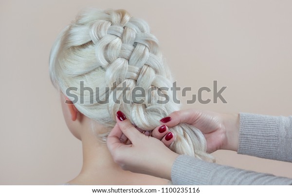 Beautiful Girl Blonde Hair Hairdresser Weaves Stock Photo Edit