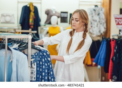 Beautiful Girl Chooses Clothes Shop Stock Photo 483741421 | Shutterstock