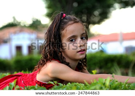 Similar – Image, Stock Photo Adorable little girl combed with pigtails