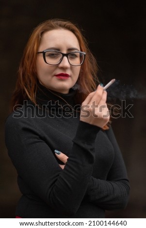 Similar – Image, Stock Photo Pretty blond girl with long hair smoking