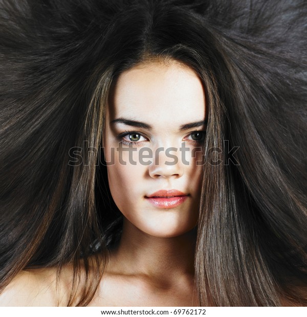 Beautiful Girl Dark Hair Attractive Woman Stock Photo Edit Now