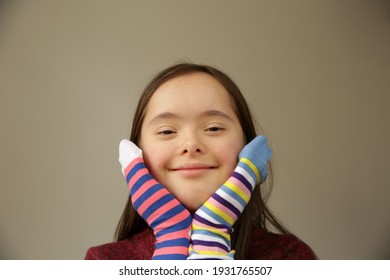 Beautiful Girl With Different Socks