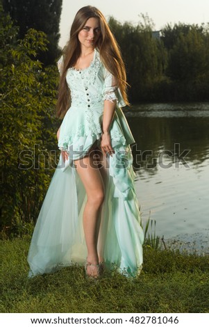 Similar – Image, Stock Photo Woman balancing at the edge of the pool