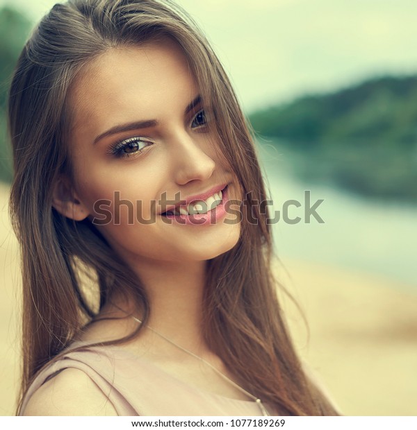 Beautiful Girl Face Close Stock Photo (Edit Now) 1077189269