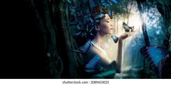 Beautiful girl in a fairy forest.