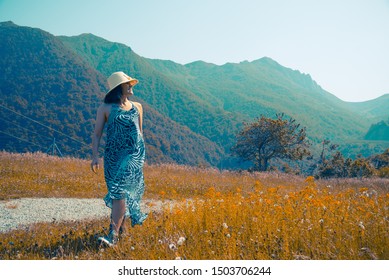 Beautiful Girl Happy Nature Flower Fields Stock Photo 1503706244 ...