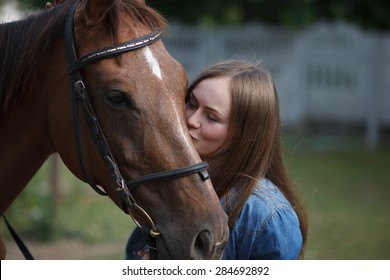 beautiful girl and a horse
