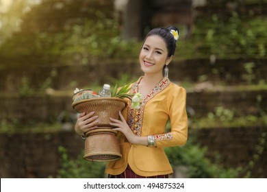 Beautiful girl in Laos costume. Lao traditional dress