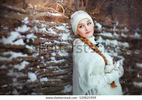 Beautiful Girl Long Blonde Braid Knitted Stock Photo 520825909 ...