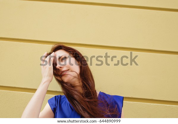 Beautiful Girl Long Dark Auburn Hair Stock Photo Edit Now 644890999