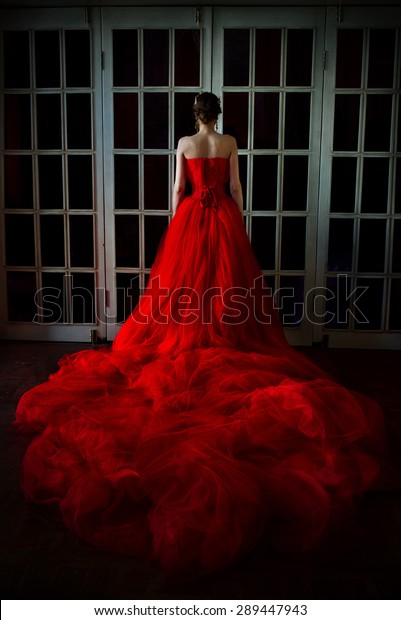 Beautiful Girl Long Red Dress Royal Stock Photo Edit Now 289447943