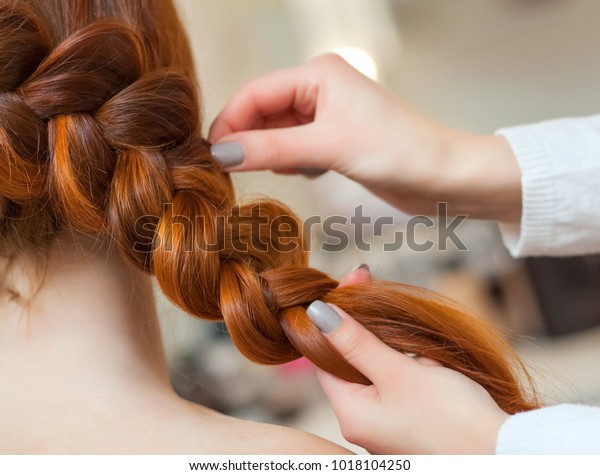 Beautiful Girl Long Red Hair Hairdresser Stock Photo Edit Now