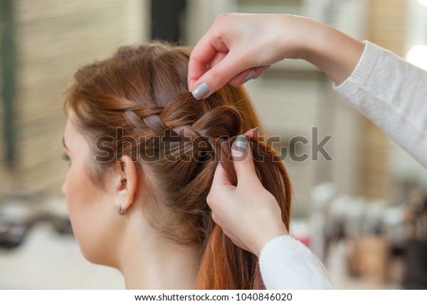 Beautiful Girl Long Red Hair Hairdresser Stock Photo Edit Now