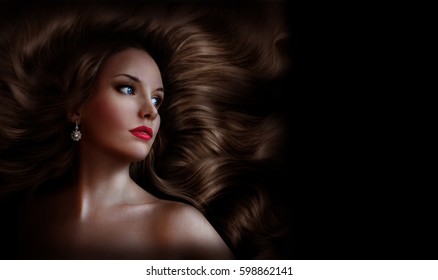 Beautiful Girl With Long Shiny Hair. Beauty Saloon