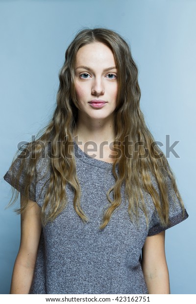 Beautiful Girl Long Wavy Hair Brunette Stock Photo Edit Now