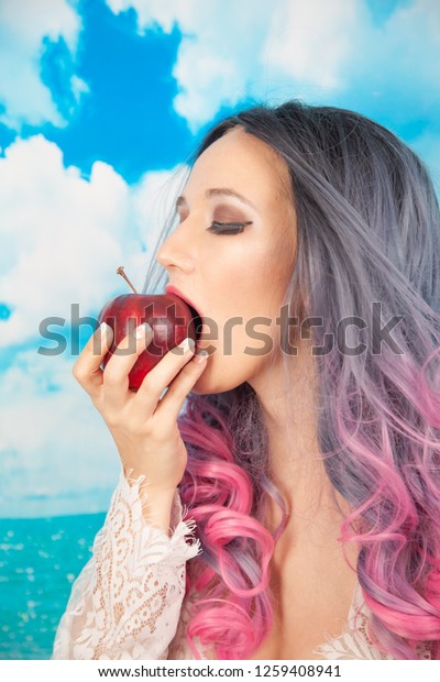 Beautiful Girl Ombre Hair Stands White Stock Photo Edit Now