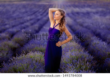 Similar – Woman posing in flower field with a handkerchief