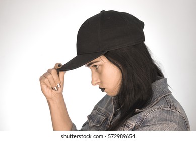 a girl with cap