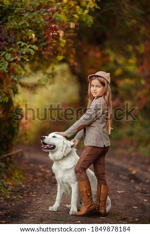 Similar – Foto Bild Mädchen mit Welpe am See