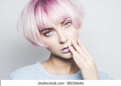 Beautiful Girl With Pink Hair 