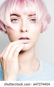 Beautiful Girl With Pink Hair