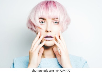 Beautiful Girl With Pink Hair